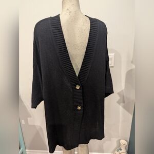 Tribal Cotton Black Knit Cardigan Plus Size 4x NWT